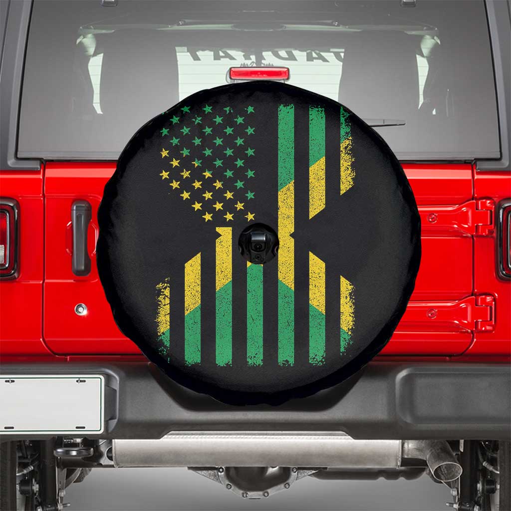 Jamaican American Distressed Patriotic Flag Spare Tire Cover TS11 Black Print Your Wear