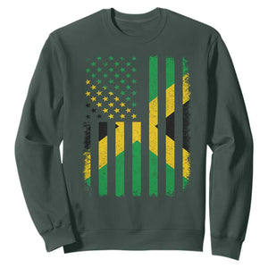 Jamaican American Distressed Patriotic Flag Sweatshirt TS11 Dark Forest Green Print Your Wear