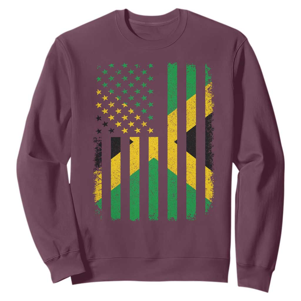 Jamaican American Distressed Patriotic Flag Sweatshirt TS11 Maroon Print Your Wear