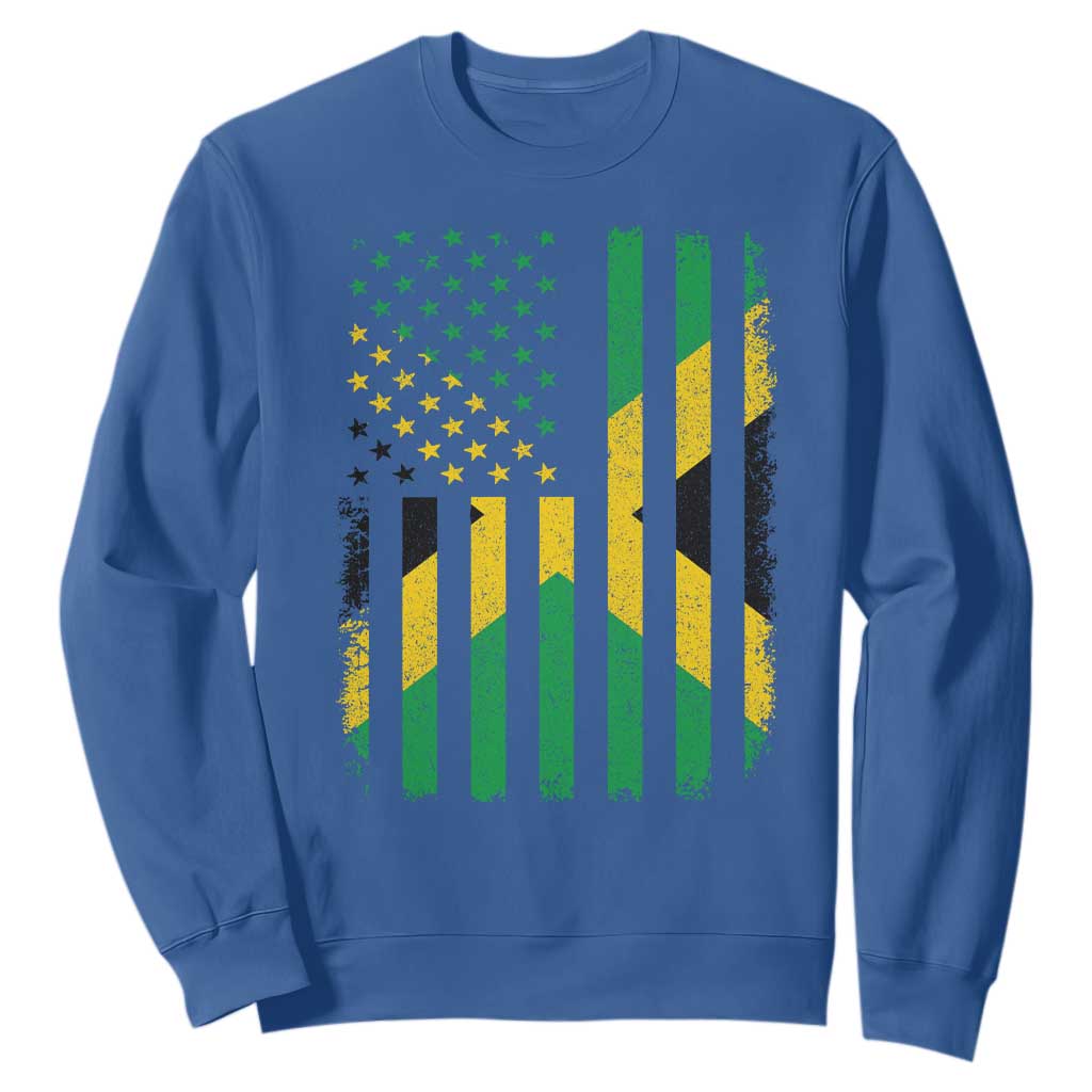 Jamaican American Distressed Patriotic Flag Sweatshirt TS11 Royal Blue Print Your Wear