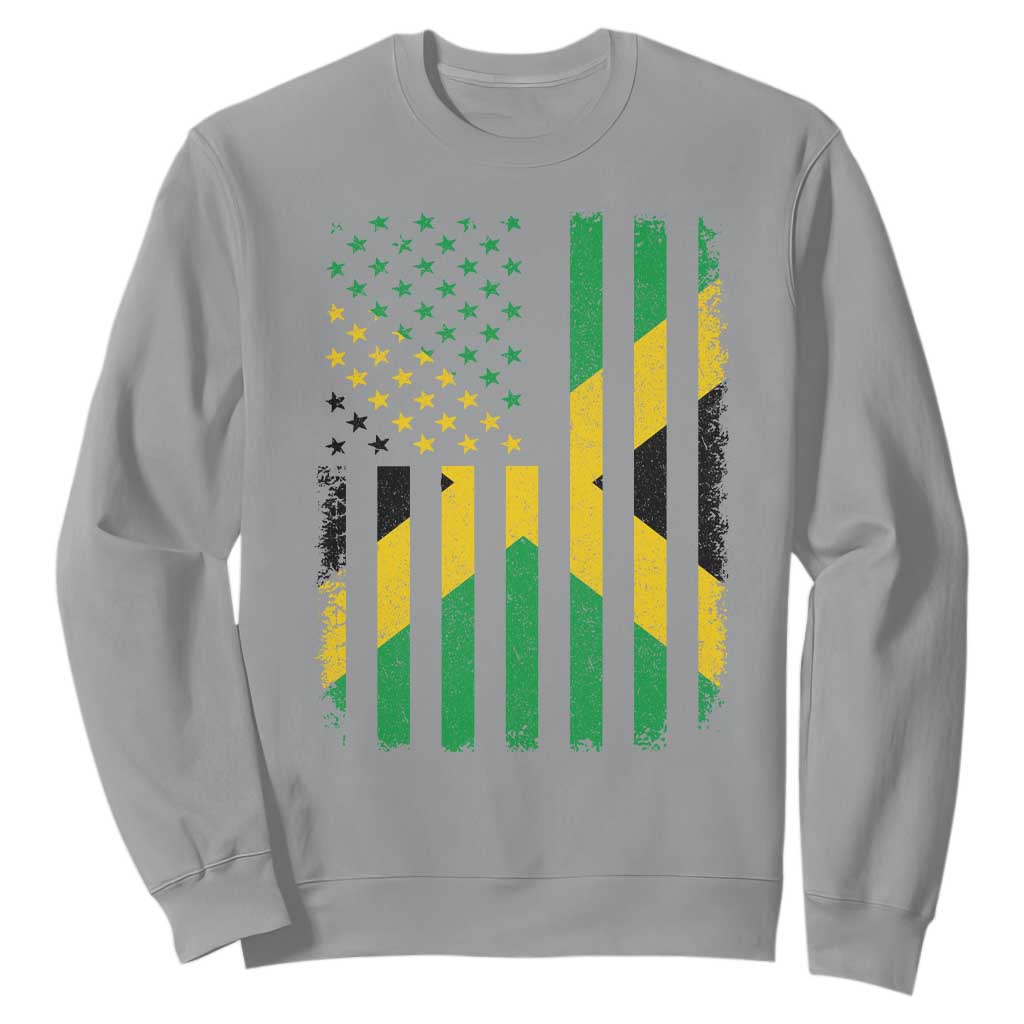 Jamaican American Distressed Patriotic Flag Sweatshirt TS11 Sport Gray Print Your Wear
