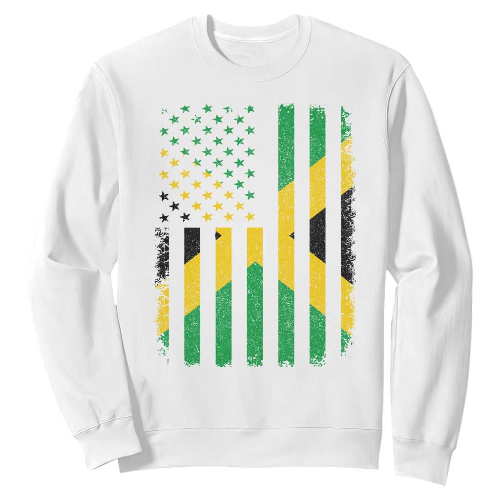 Jamaican American Distressed Patriotic Flag Sweatshirt TS11 White Print Your Wear
