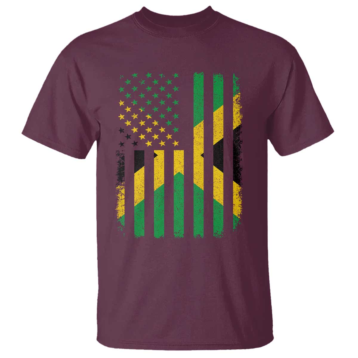Jamaican American Distressed Patriotic Flag T Shirt TS11 Maroon Print Your Wear