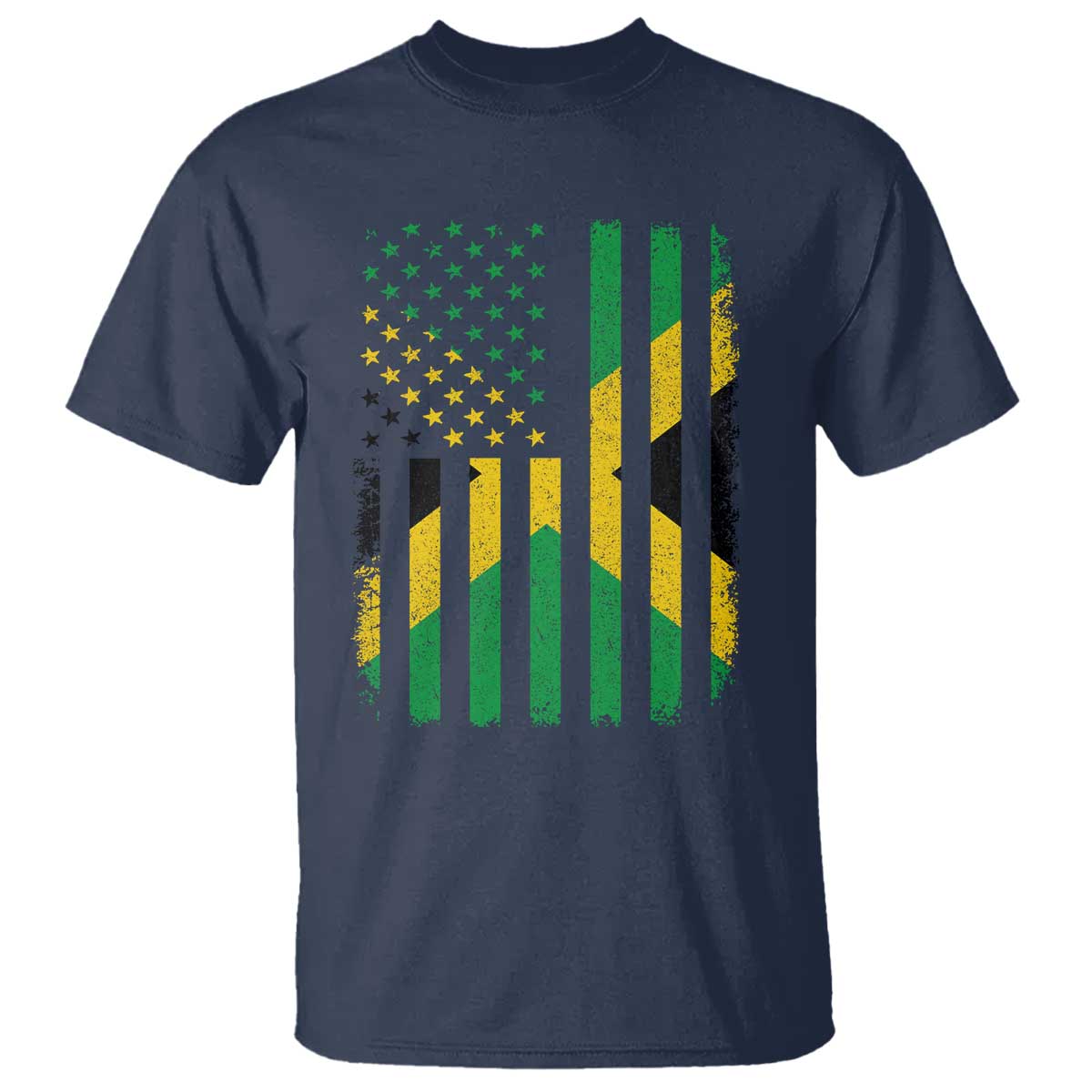 Jamaican American Distressed Patriotic Flag T Shirt TS11 Navy Print Your Wear