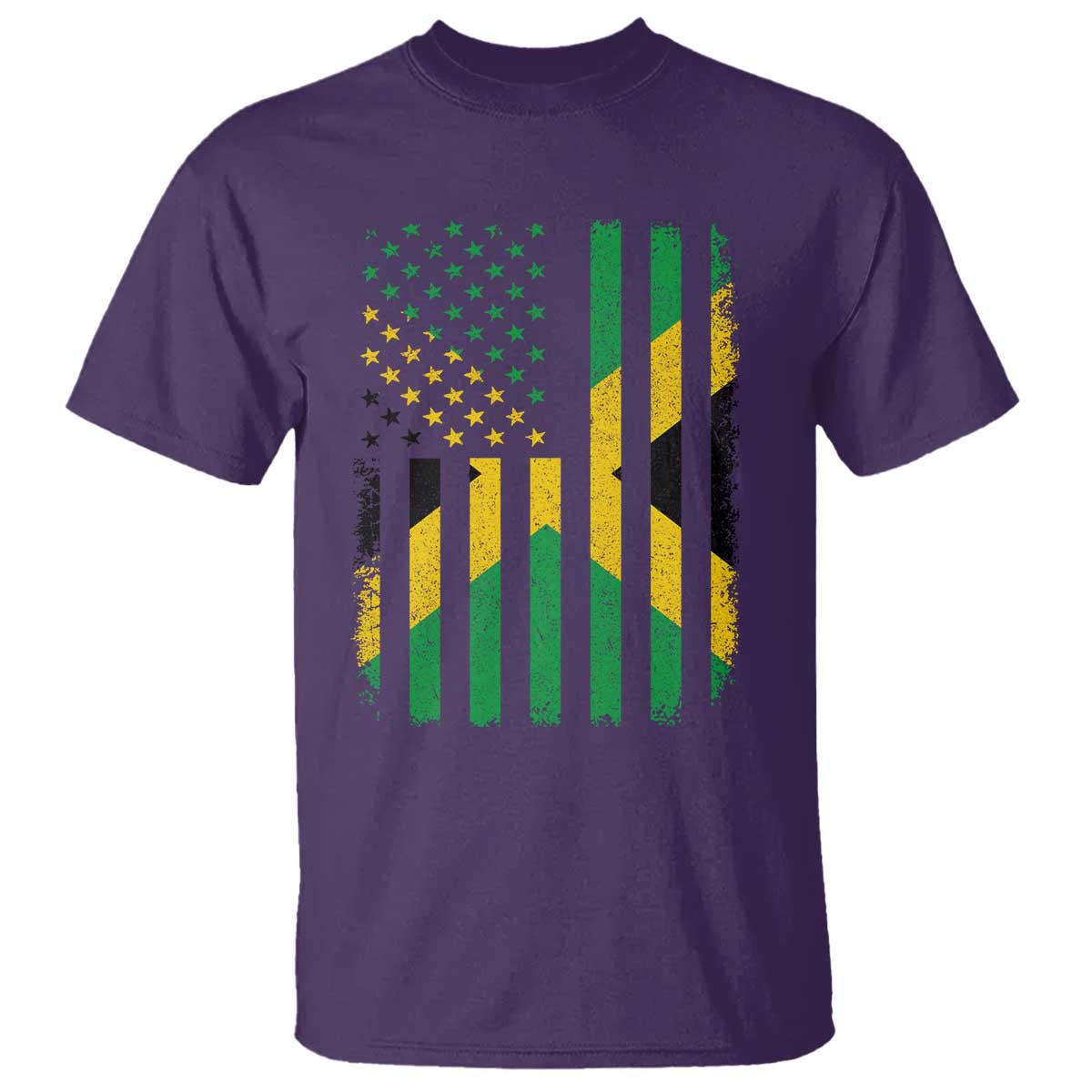 Jamaican American Distressed Patriotic Flag T Shirt TS11 Purple Print Your Wear