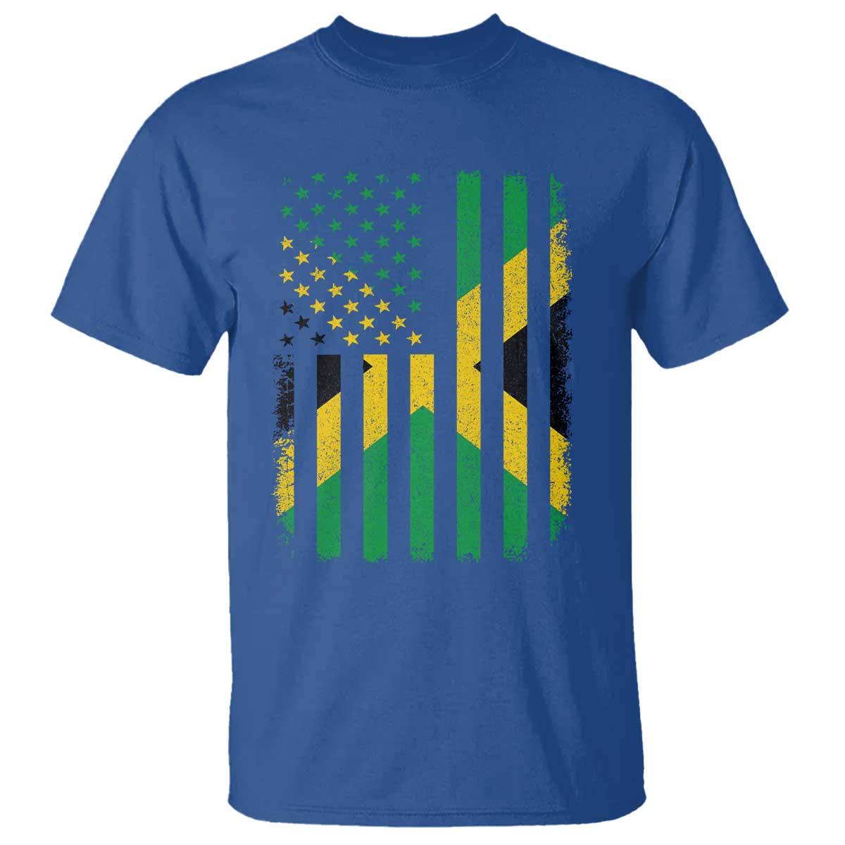 Jamaican American Distressed Patriotic Flag T Shirt TS11 Royal Blue Print Your Wear