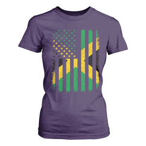 Jamaican American Distressed Patriotic Flag T Shirt For Women TS11 Purple Print Your Wear