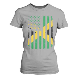 Jamaican American Distressed Patriotic Flag T Shirt For Women TS11 Sport Gray Print Your Wear