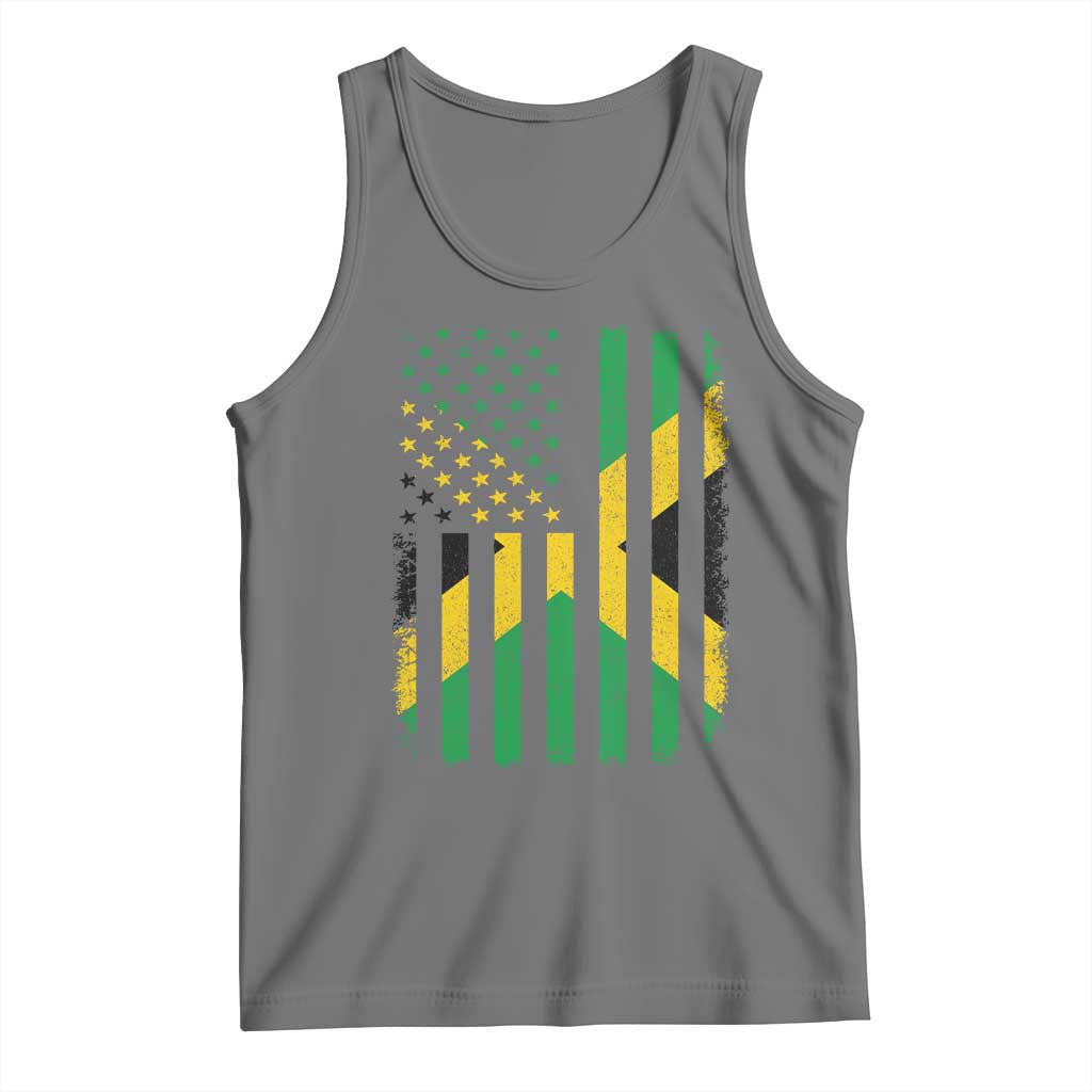 Jamaican American Distressed Patriotic Flag Tank Top TS11 Black Heather Print Your Wear