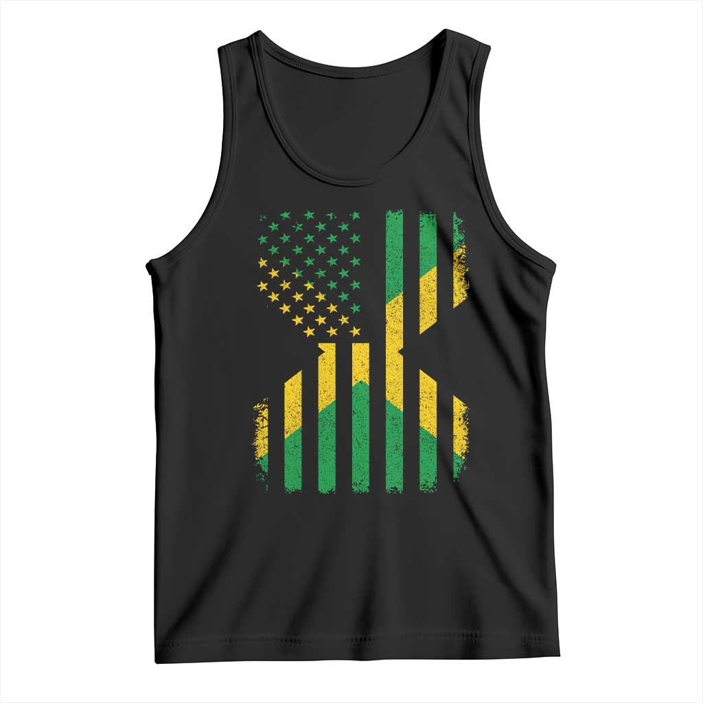 Jamaican American Distressed Patriotic Flag Tank Top TS11 Black Print Your Wear
