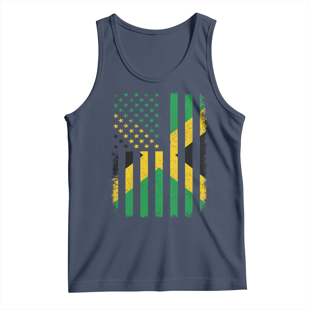 Jamaican American Distressed Patriotic Flag Tank Top TS11 Navy Print Your Wear