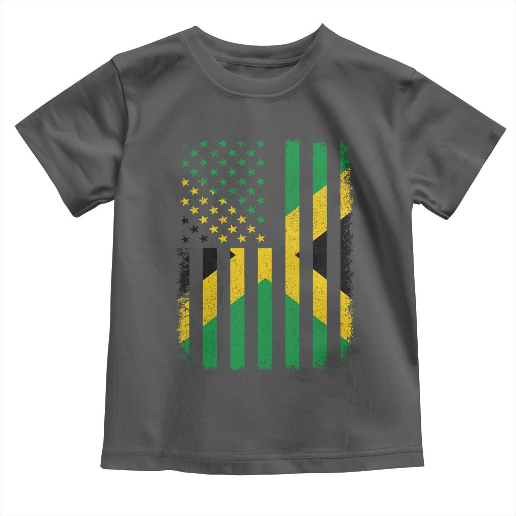 Jamaican American Distressed Patriotic Flag Toddler T Shirt TS11 Dark Heather Print Your Wear