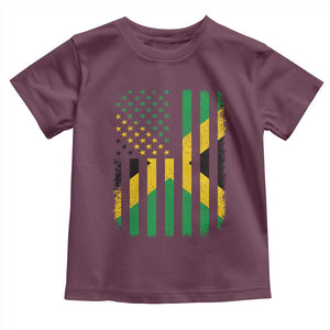 Jamaican American Distressed Patriotic Flag Toddler T Shirt TS11 Maroon Print Your Wear