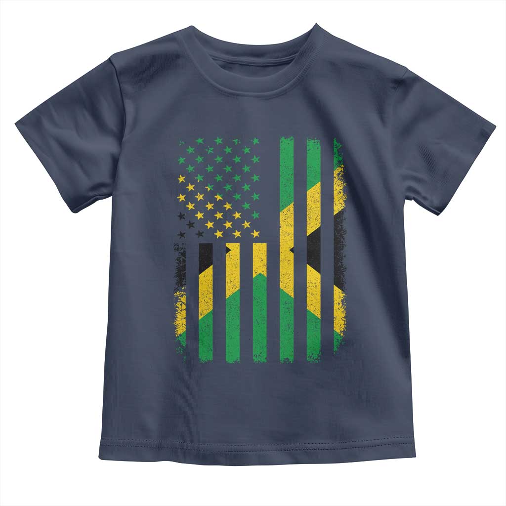 Jamaican American Distressed Patriotic Flag Toddler T Shirt TS11 Navy Print Your Wear