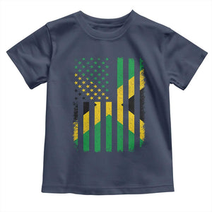 Jamaican American Distressed Patriotic Flag Toddler T Shirt TS11 Navy Print Your Wear