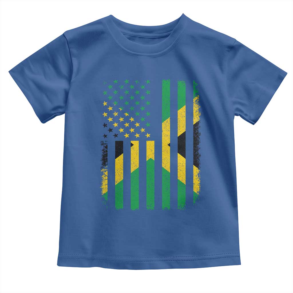 Jamaican American Distressed Patriotic Flag Toddler T Shirt TS11 Royal Blue Print Your Wear
