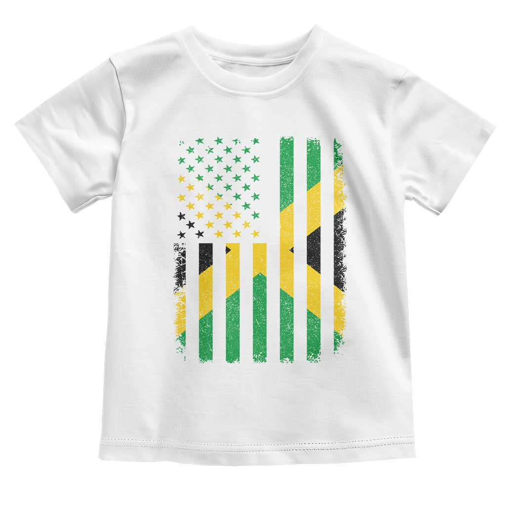 Jamaican American Distressed Patriotic Flag Toddler T Shirt TS11 White Print Your Wear