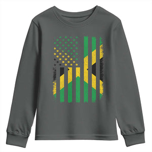 Jamaican American Distressed Patriotic Flag Youth Sweatshirt TS11 Dark Heather Print Your Wear