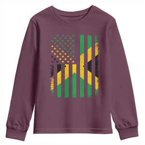Jamaican American Distressed Patriotic Flag Youth Sweatshirt TS11 Maroon Print Your Wear