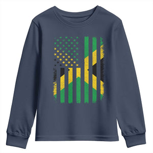 Jamaican American Distressed Patriotic Flag Youth Sweatshirt TS11 Navy Print Your Wear