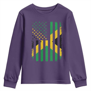 Jamaican American Distressed Patriotic Flag Youth Sweatshirt TS11 Purple Print Your Wear