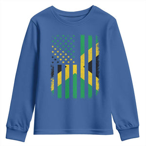 Jamaican American Distressed Patriotic Flag Youth Sweatshirt TS11 Royal Blue Print Your Wear
