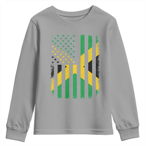 Jamaican American Distressed Patriotic Flag Youth Sweatshirt TS11 Sport Gray Print Your Wear