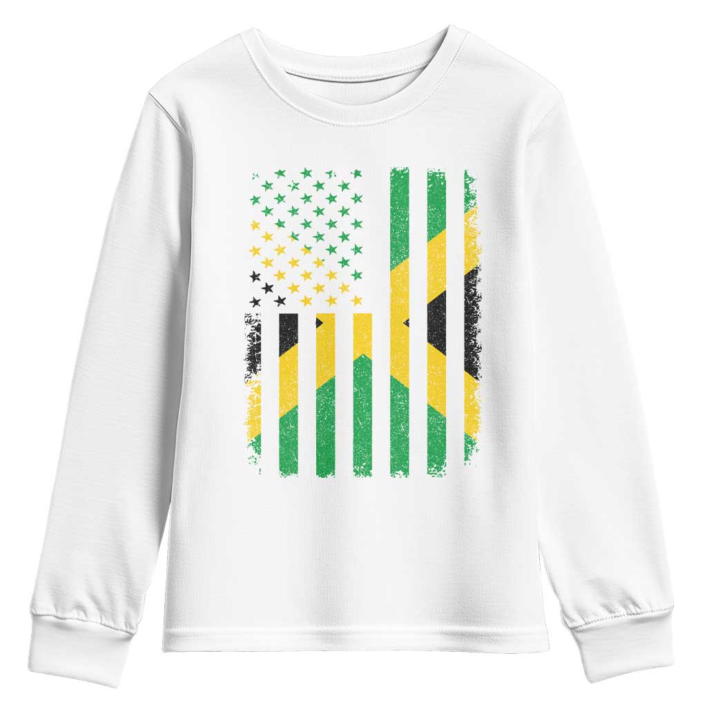 Jamaican American Distressed Patriotic Flag Youth Sweatshirt TS11 White Print Your Wear