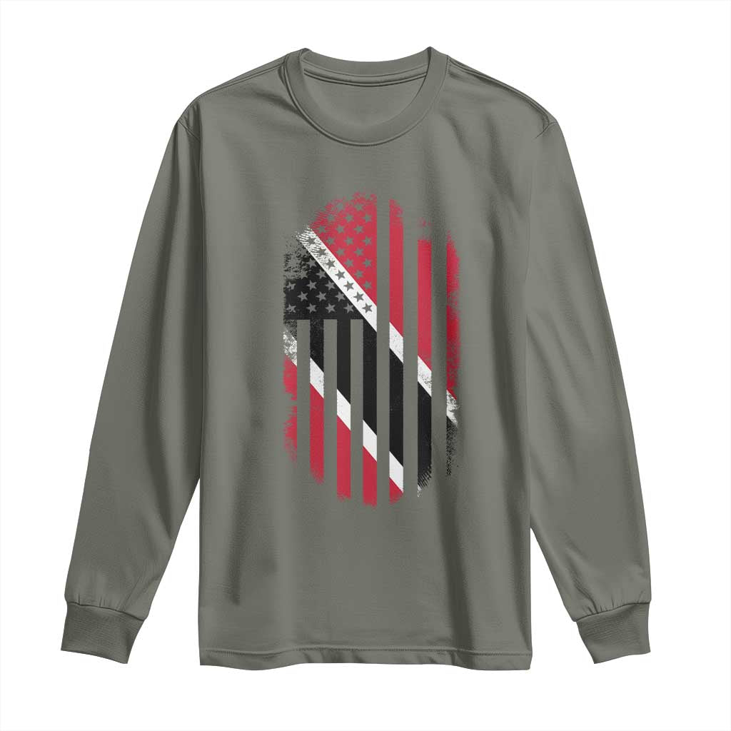 Trinidad And Tobago Trinidadian American Flag Long Sleeve Shirt TS11 Military Green Print Your Wear