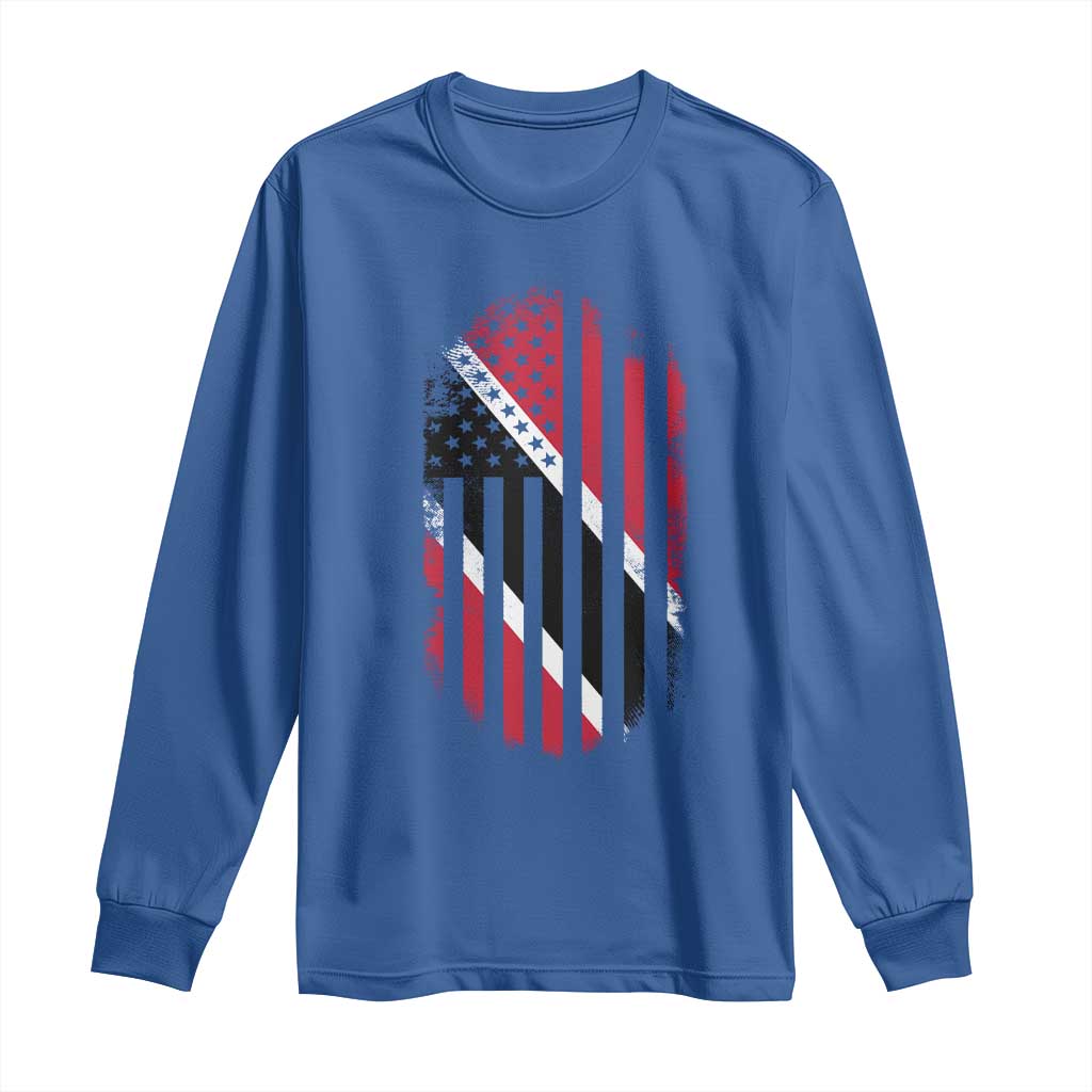 Trinidad And Tobago Trinidadian American Flag Long Sleeve Shirt TS11 Royal Blue Print Your Wear