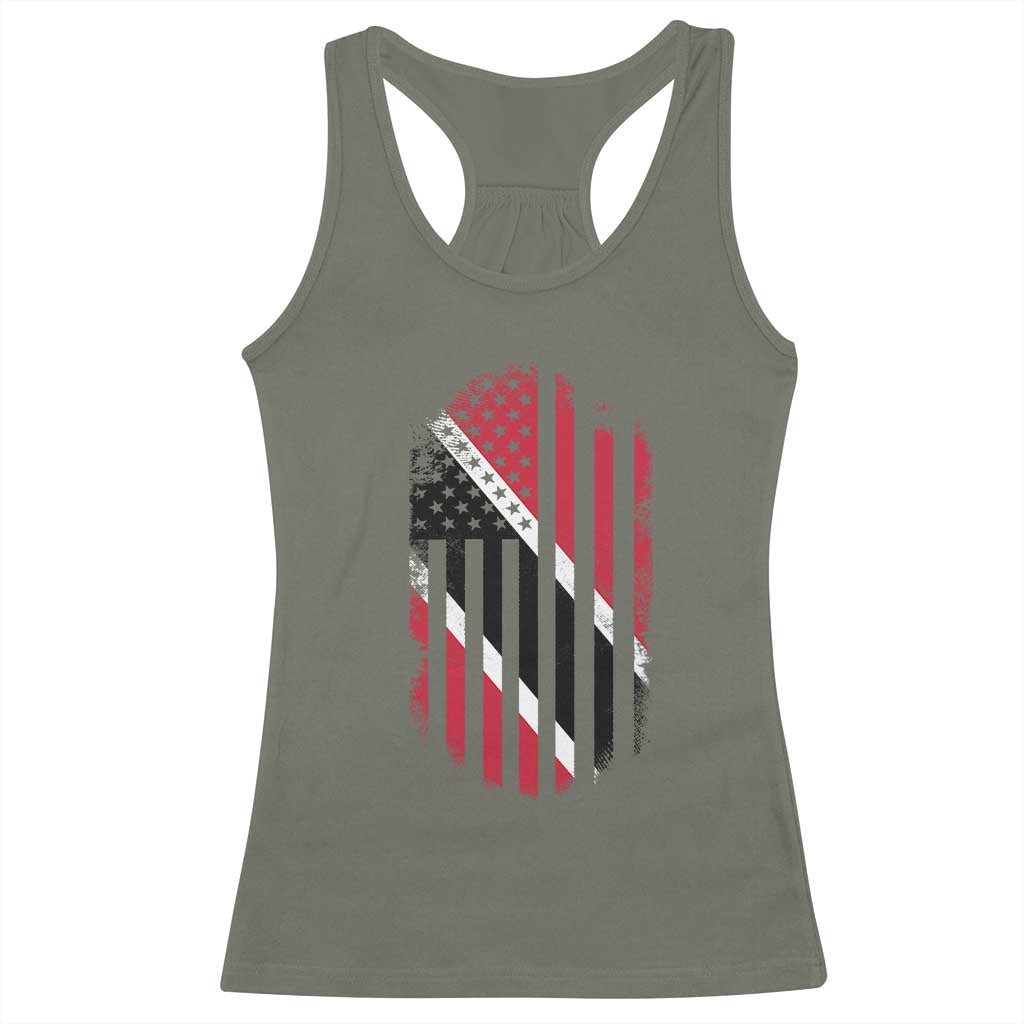 Trinidad And Tobago Trinidadian American Flag Racerback Tank Top TS11 Military Green Print Your Wear