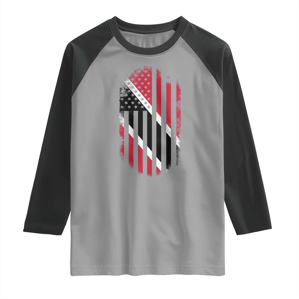 Trinidad And Tobago Trinidadian American Flag Raglan Shirt TS11 Sport Gray Black Print Your Wear