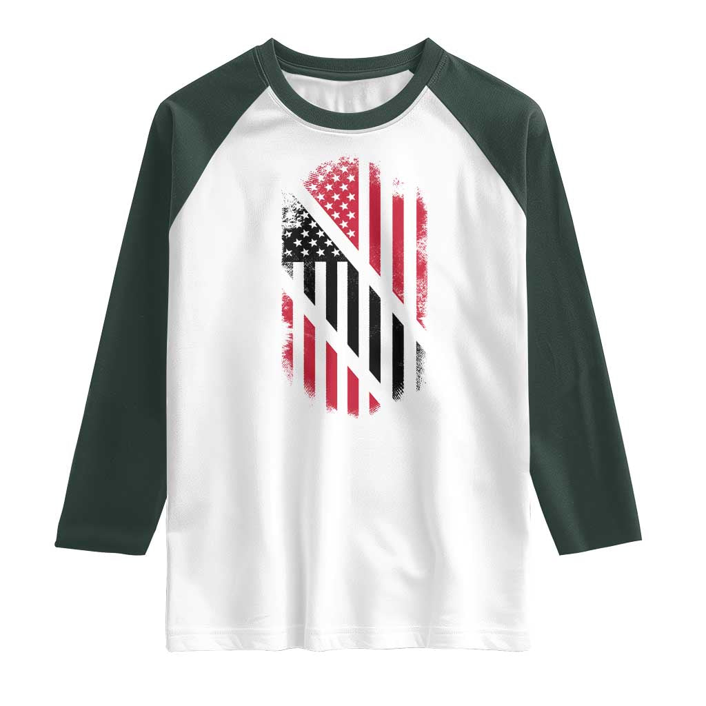 Trinidad And Tobago Trinidadian American Flag Raglan Shirt TS11 White Dark Forest Green Print Your Wear