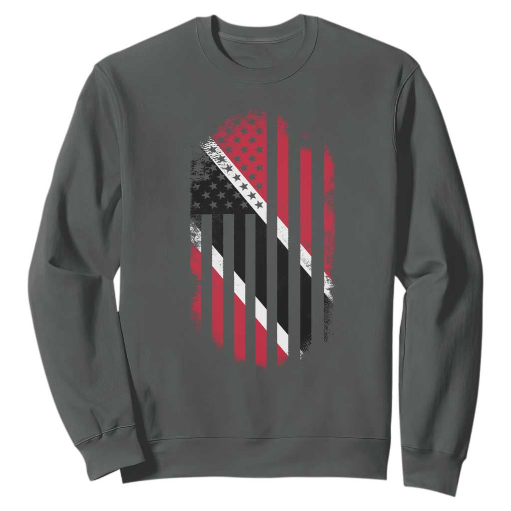 Trinidad And Tobago Trinidadian American Flag Sweatshirt TS11 Dark Heather Print Your Wear