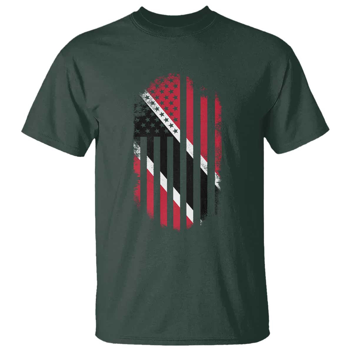 Trinidad And Tobago Trinidadian American Flag T Shirt TS11 Dark Forest Green Print Your Wear