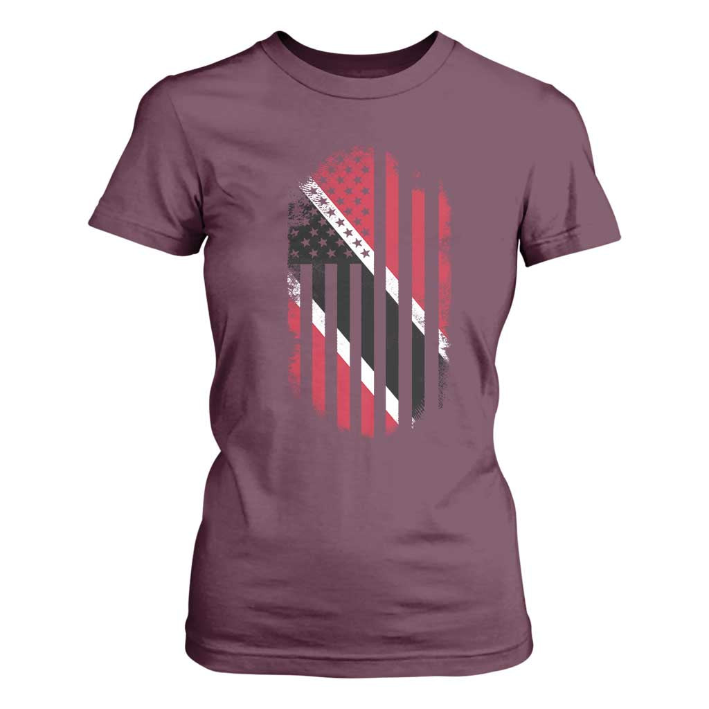 Trinidad And Tobago Trinidadian American Flag T Shirt For Women TS11 Maroon Print Your Wear