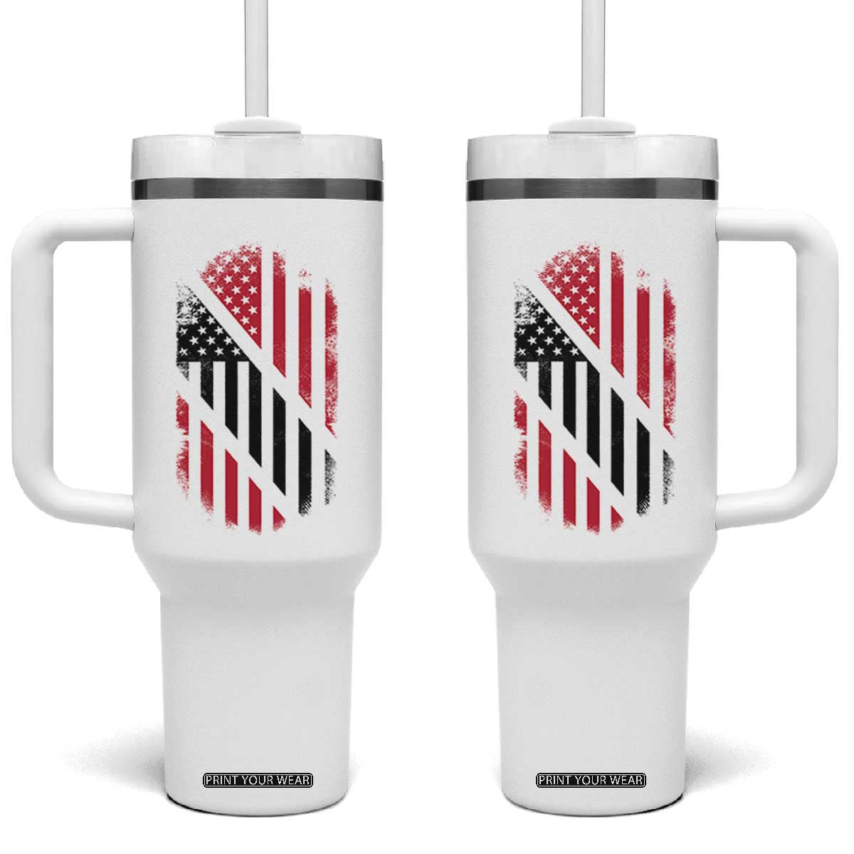 Trinidad And Tobago Trinidadian American Flag Tumbler With Handle TS11 One Size: 40 oz White Print Your Wear