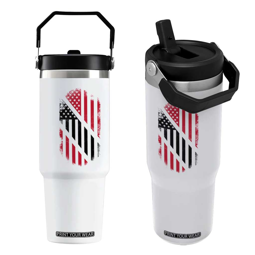 Trinidad And Tobago Trinidadian American Flag Flip Straw Tumbler TS11 One Size: 30 oz White Print Your Wear