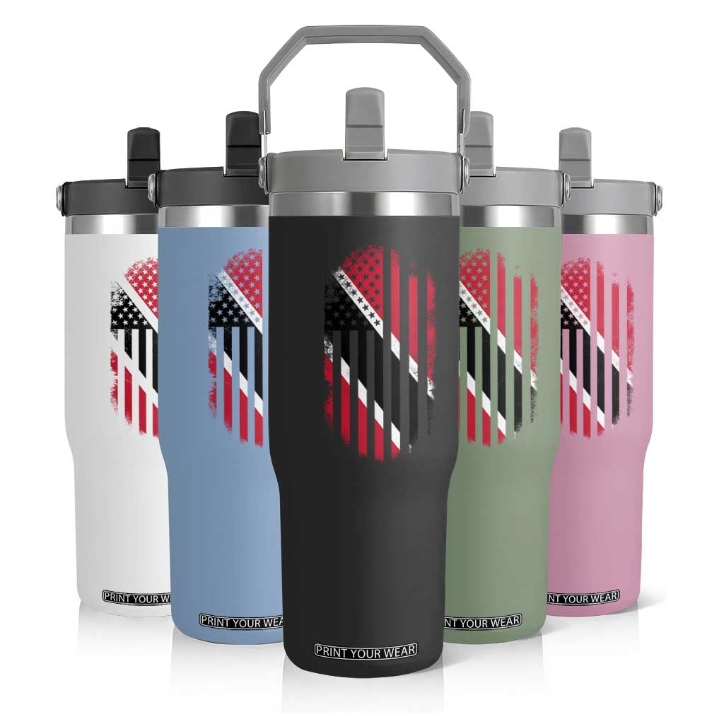 Trinidad And Tobago Trinidadian American Flag Flip Straw Tumbler TS11 Print Your Wear