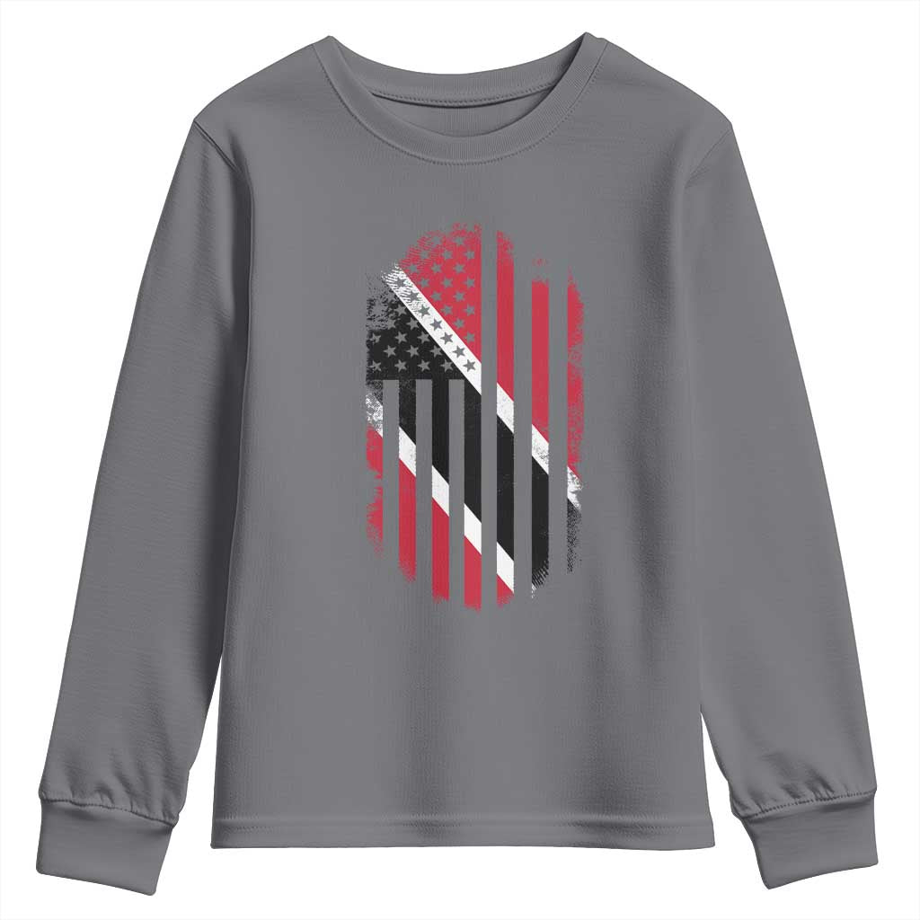 Trinidad And Tobago Trinidadian American Flag Youth Sweatshirt TS11 Charcoal Print Your Wear
