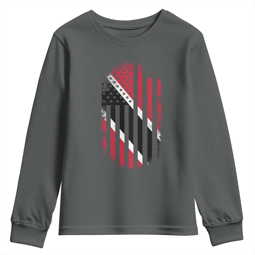 Trinidad And Tobago Trinidadian American Flag Youth Sweatshirt TS11 Dark Heather Print Your Wear