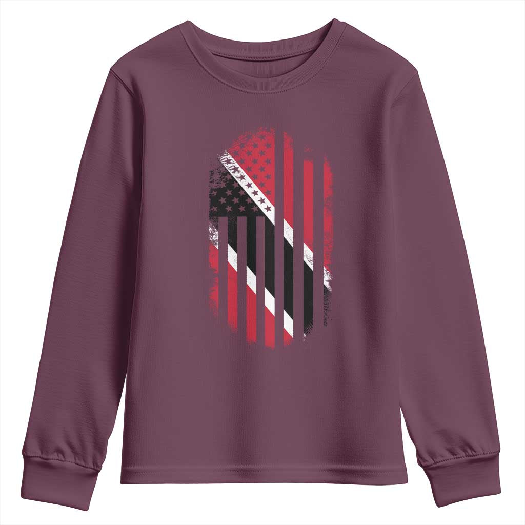 Trinidad And Tobago Trinidadian American Flag Youth Sweatshirt TS11 Maroon Print Your Wear