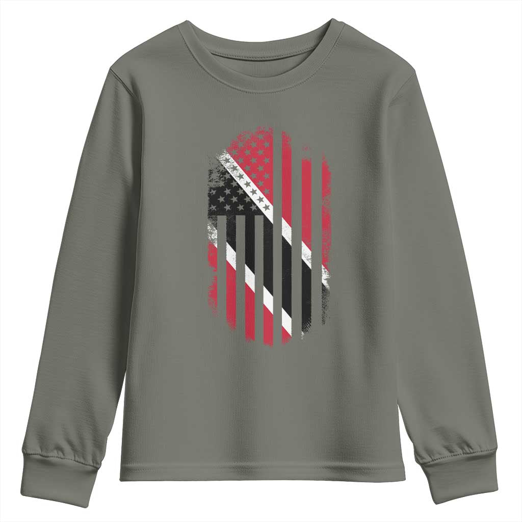 Trinidad And Tobago Trinidadian American Flag Youth Sweatshirt TS11 Military Green Print Your Wear