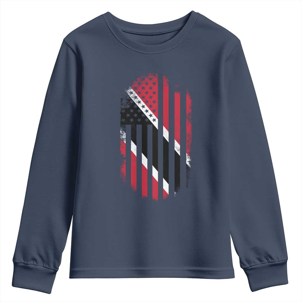 Trinidad And Tobago Trinidadian American Flag Youth Sweatshirt TS11 Navy Print Your Wear