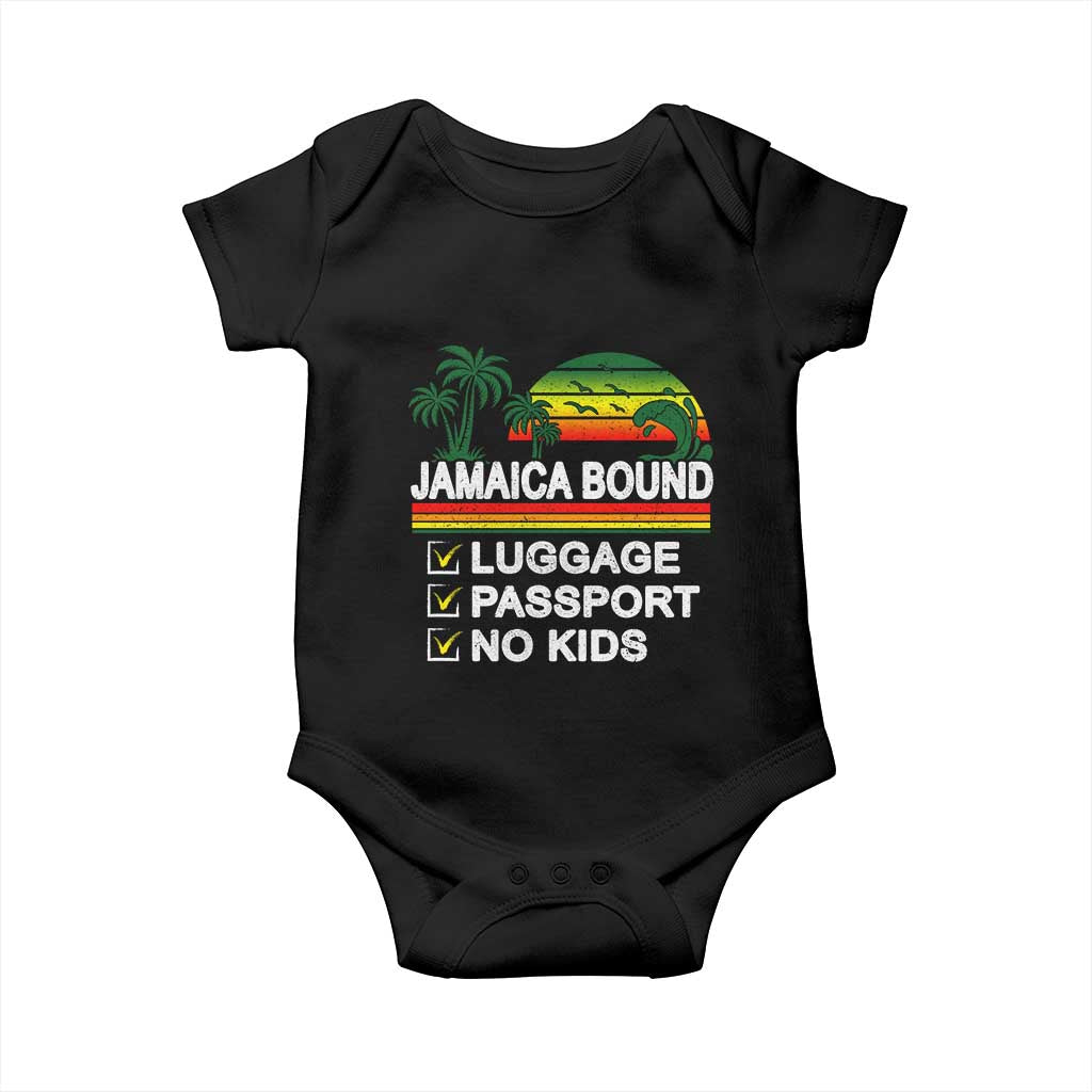 Jamaican Travel Vacation Trip Baby Onesie Jamaica Bound Luggage Passport No Kids TS11 Black Print Your Wear