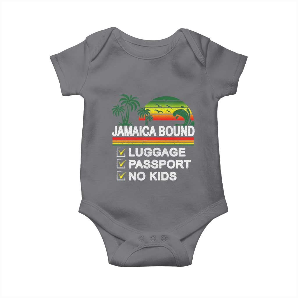 Jamaican Travel Vacation Trip Baby Onesie Jamaica Bound Luggage Passport No Kids TS11 Charcoal Print Your Wear