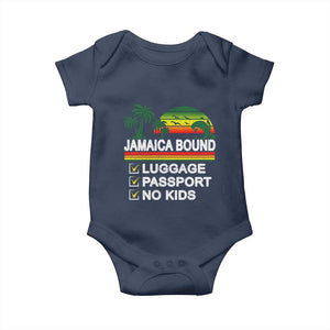 Jamaican Travel Vacation Trip Baby Onesie Jamaica Bound Luggage Passport No Kids TS11 Navy Print Your Wear