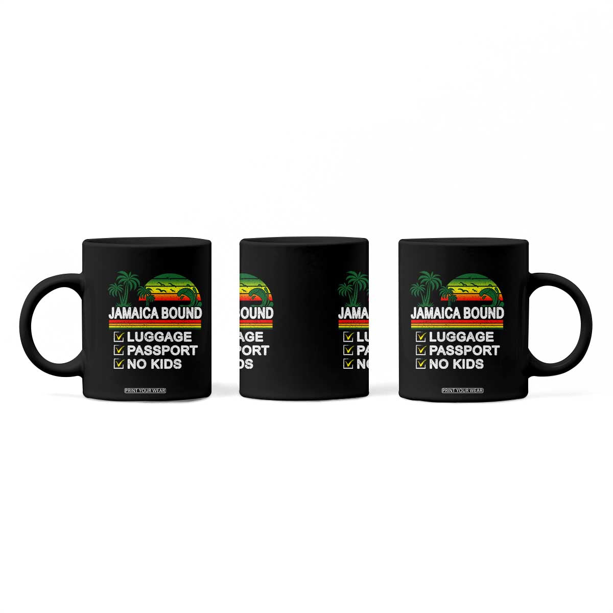 Jamaican Travel Vacation Trip Coffee Mug Jamaica Bound Luggage Passport No Kids TS11 Print Your Wear