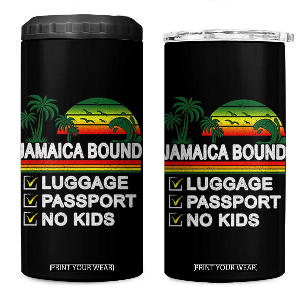 Jamaican Travel Vacation Trip 4 in 1 Can Cooler Tumbler Jamaica Bound Luggage Passport No Kids TS11 One Size: 16 oz Black Print Your Wear