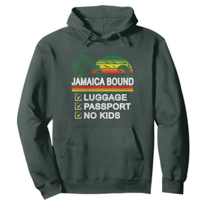 Jamaican Travel Vacation Trip Hoodie Jamaica Bound Luggage Passport No Kids TS11 Dark Forest Green Print Your Wear